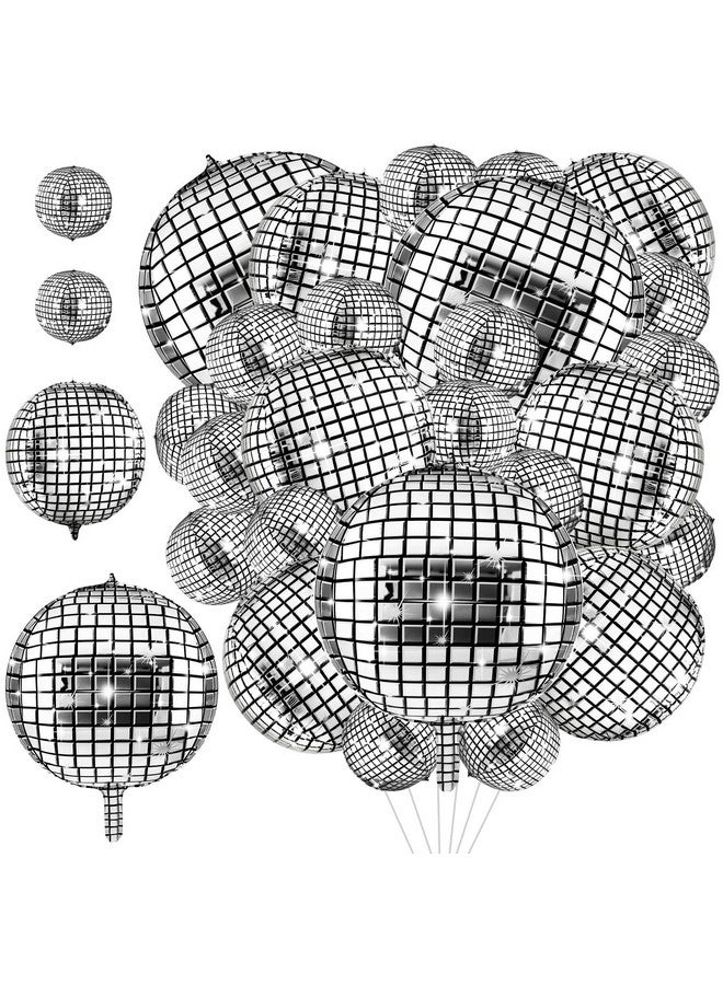 Lewtemi Lewtemi 48 Pcs 70s Disco Theme Party Supplies Disco Ball Balloons 32 Inch 22 Inch 10 Inch for Cowgirl Party Bachelorette Decorations Silver Graduation Decorations Class of 2025  - Image 1