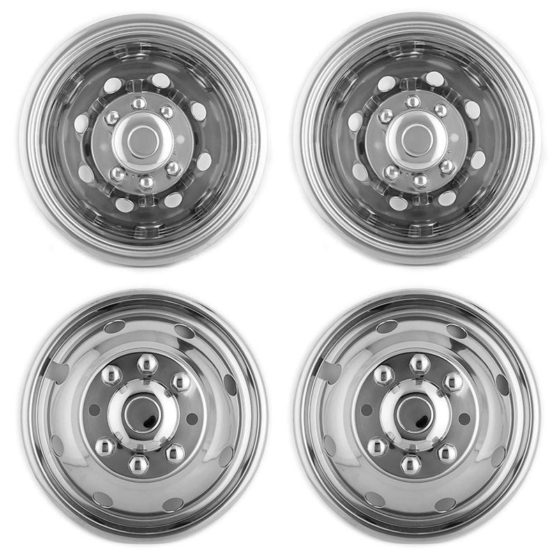 Puermto 4pc 16 Polished Stainless Steel Dually Wheel Simulators Nice Looking Bolt On Wheel Cover 8 Lug Hubcaps Compatible with Ford F350 19741998E350E450 19922021Dodge Ram 3500 19741999