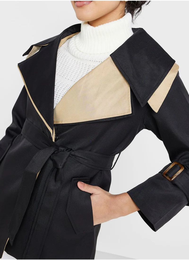 ELLA Colorblock Blazer With Wide Collar