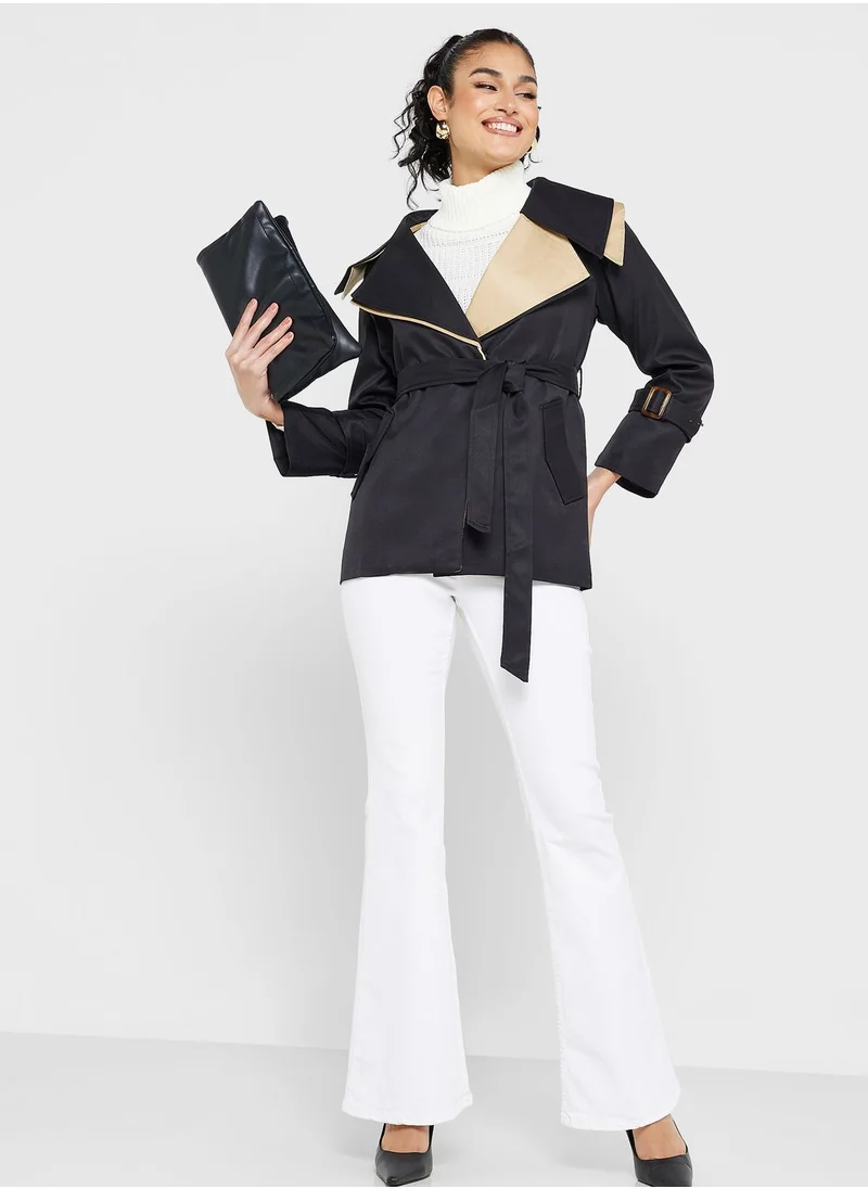 ELLA Colorblock Blazer With Wide Collar