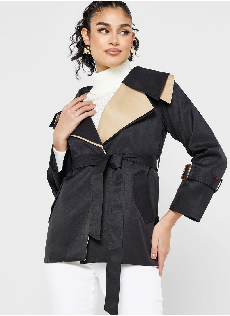 ELLA Colorblock Blazer With Wide Collar