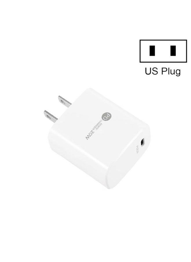 PD11 Mini Single Port PD3.0 USB-C / Type-C 20W Fast Charger for iPhone / iPad Series, US Plug(White)