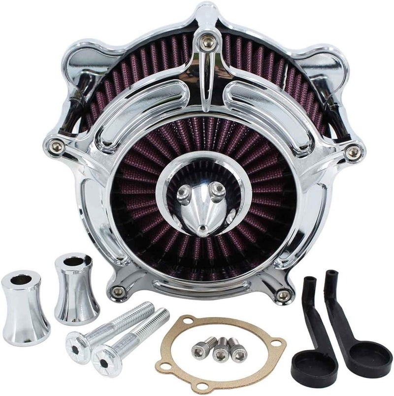 QASULER Chrome Air Filter Kit for Harley Motorcycles - Image 1