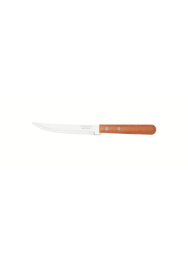 TRAMONTINA TRAMONTINA Dynamic 5-Inch Steak and Fruit Knife – Stainless Steel Blade with Natural Wood Handle, Serrated Edge for Precision Cutting - Designed for High Performance and Durability, Ideal fo 