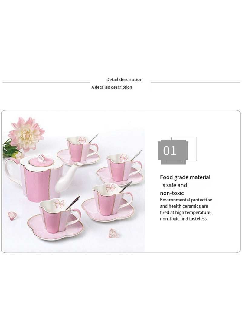 Floris Teapot Set, Ceramic cup and Saucer Sets, Heat-Resistant Thickened Glass with Filter for Herbal Tea, Tea Set Coffee Cup with Teaspoons, Birthday and Wedding Gifts for Home and Kitchen  - Image 5