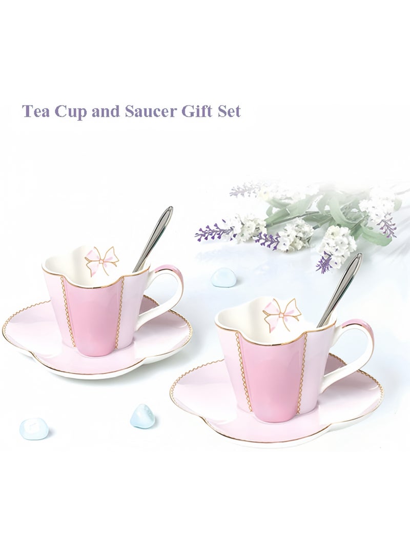 Floris Teapot Set, Ceramic cup and Saucer Sets, Heat-Resistant Thickened Glass with Filter for Herbal Tea, Tea Set Coffee Cup with Teaspoons, Birthday and Wedding Gifts for Home and Kitchen  - Image 3