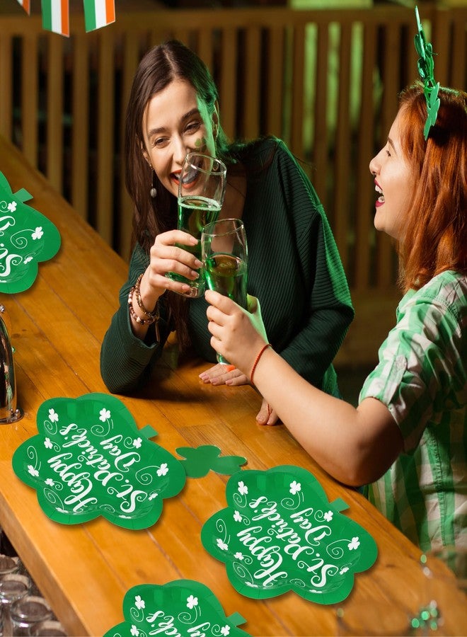 QZYL 50 PCS St Patricks Day Plates, 9 IN Green Paper Plates, Clover Design Shamrock Plates Green Disposable Plates Party Plates Dessert Plates, St. Patricks Day Decorations Irish Decor for Home - Image 4