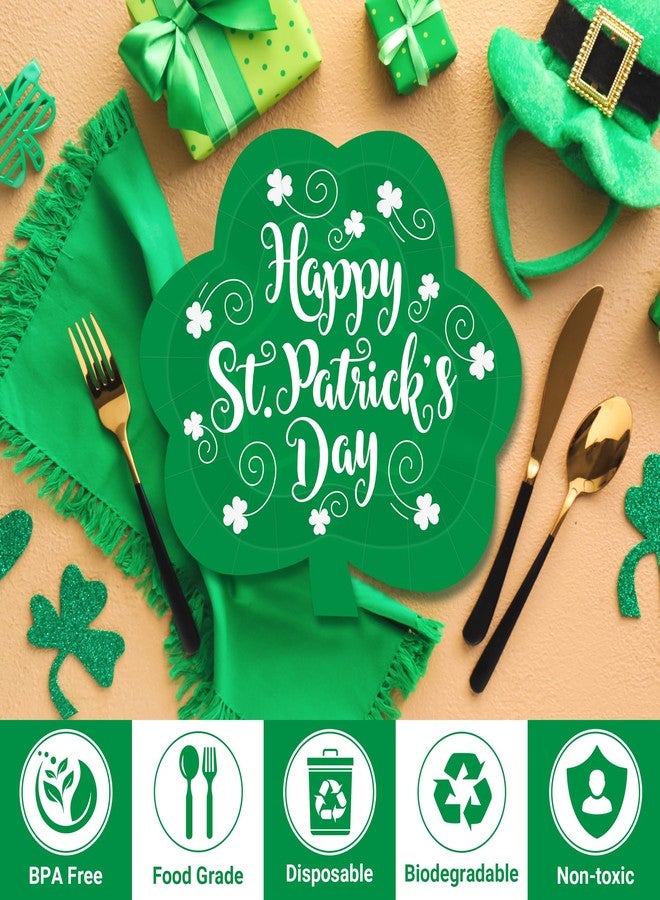 QZYL 50 PCS St Patricks Day Plates, 9 IN Green Paper Plates, Clover Design Shamrock Plates Green Disposable Plates Party Plates Dessert Plates, St. Patricks Day Decorations Irish Decor for Home - Image 3
