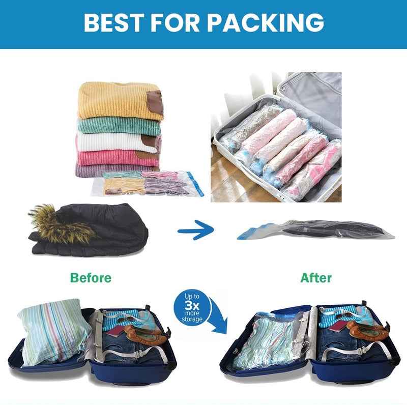 ARDAKI Reusable Vacuum Bags for Storage Ziplock Vacuum Storage Space Saver Bags for Clothes Bedding Pillows Comforters Pack of 51 Large2 Medium2 Small 1 Hand Pump - Image 5