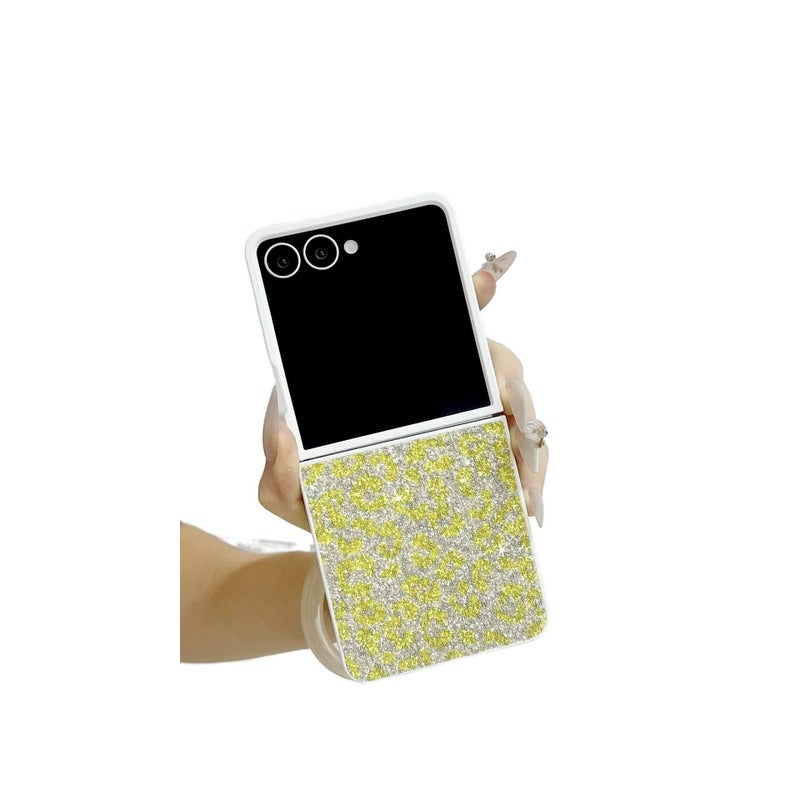 Case , Cover for Samsung Galaxy Z Flip 6 , Purple PC , Shimmer Leopard Pattern for Outdoor Use - Image 3
