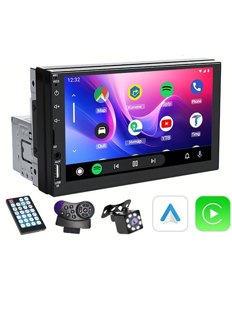 7 Inch Single Din Car Stereo Car MP5 Multimedia Player, HD Touch Screen with Touch Buttons on Leftside, Car Audio Receiver, MP5 Player Support Bluetooth Mirror Link SWC, Car Radio Receiver
