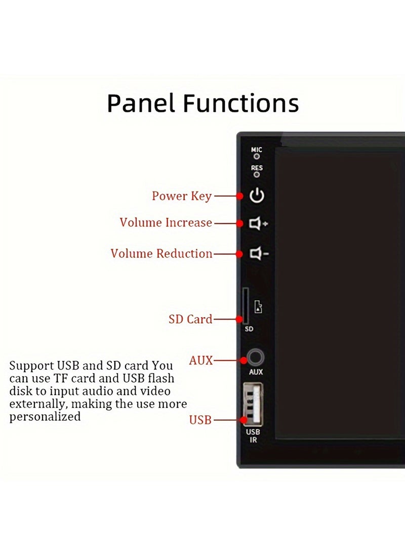 7 Inch Single Din Car Stereo Car MP5 Multimedia Player, HD Touch Screen with Touch Buttons on Leftside, Car Audio Receiver, MP5 Player Support Bluetooth Mirror Link SWC, Car Radio Receiver