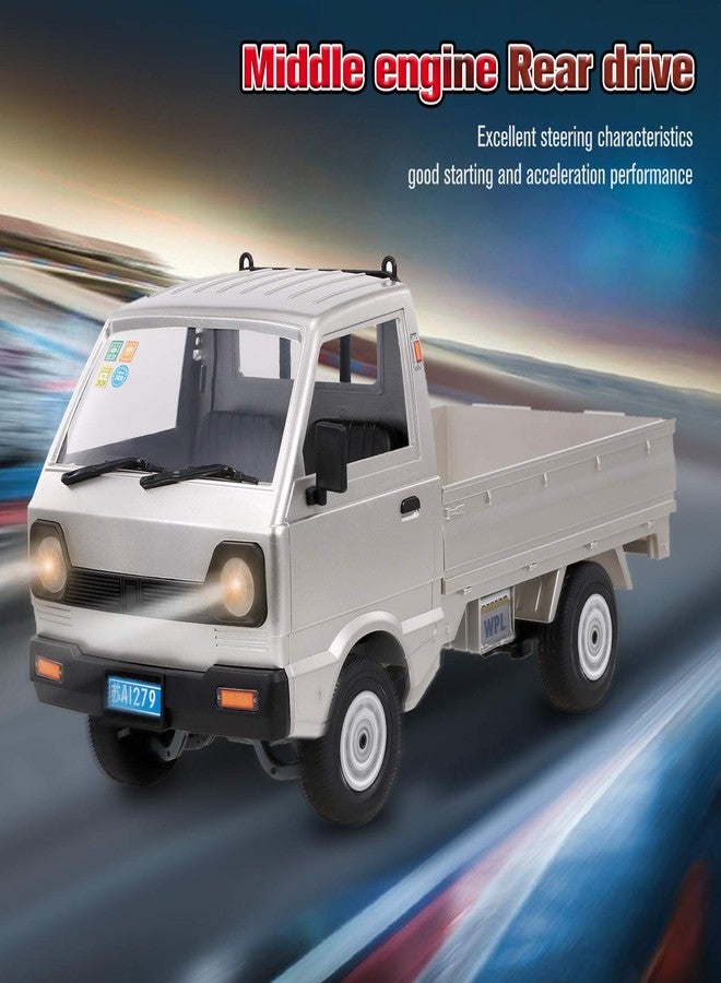 GoolRC سيارة GoolRC WPL D12 RC، سيارة تحكم عن بعد 1/10 مقياس 2.4Ghz، شاحنة انزلاق محاكاة مع محرك فرشاة، مصابيح LED أمامية، محرك وسط خلفي، سيارة RTR للألعاب للبالغين والأطفال والأولاد، تتضمن 3 بطاريات - Image 4