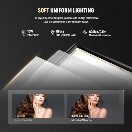 Neewer 9 LED Video Light Panel Dimmable DSLR Camera Soft Lighting 4000mAh Rechargeable Battery USB Type C Ports 3200K5600K CRI95 600Lux for Photography Video Recording Live Streaming NL116AI - Image 3