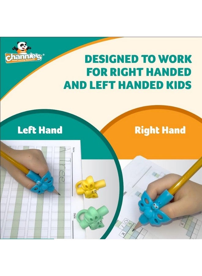 Channie's 4 Pack Pencil Grips for Kids, Colorful Butterfly-Shaped Pencil Holder for Kids, Great for Left Handed & Right-Handed Writers, Ideal for Practicing Handwriting & Math, Improve Penmanship - Image 3