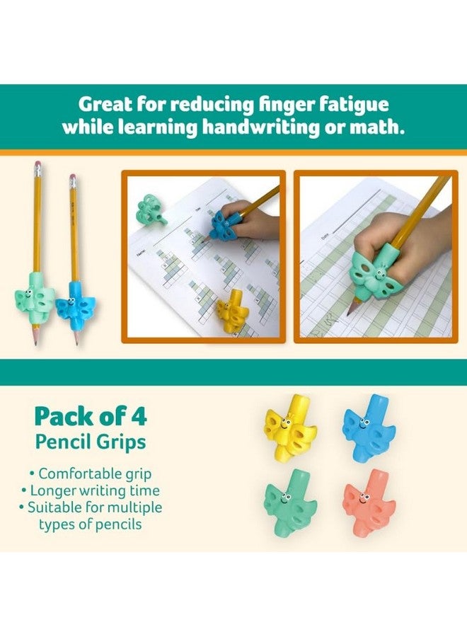 Channie's 4 Pack Pencil Grips for Kids, Colorful Butterfly-Shaped Pencil Holder for Kids, Great for Left Handed & Right-Handed Writers, Ideal for Practicing Handwriting & Math, Improve Penmanship - Image 4