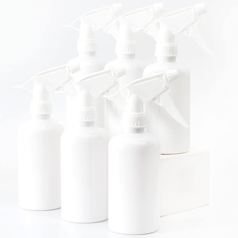 Youngever 6 Pack White Plastic Spray Bottles, Spray Bottles for Hair and Cleaning Solutions (12 Ounce) - Image 1
