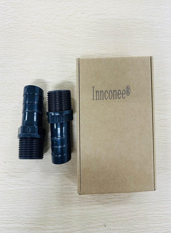 Innconee 2 Pieces PVC Tube Fitting Adapter Barbed Hose Fittings Barbed x NPT Male(1-1/2",Black,2 Pcs) - Image 2