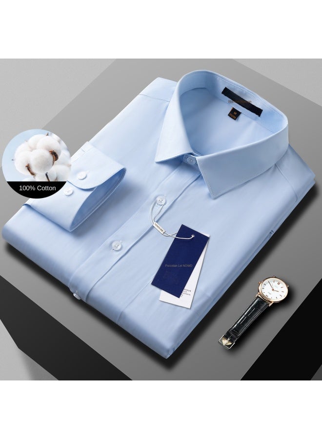 ROMON Pure Cotton Non-iron】smooth Drape Comfortable Men's Long Sleeve Shirt, Business Shirt For Men - Image 1