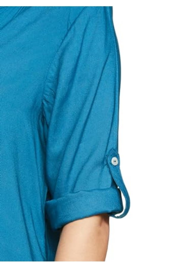 fyltr Women's Fashion V-Neck Top with Roll-up Sleeves  | Tops for Women | Soft & Comfortable | Women's Top for Office - Image 4