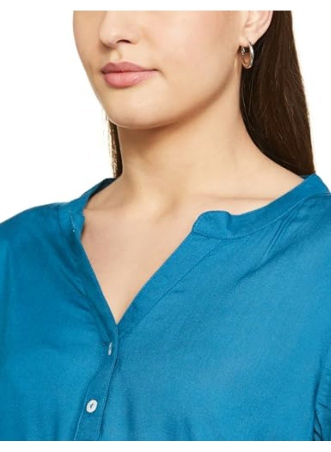 fyltr Women's Fashion V-Neck Top with Roll-up Sleeves  | Tops for Women | Soft & Comfortable | Women's Top for Office - Image 3