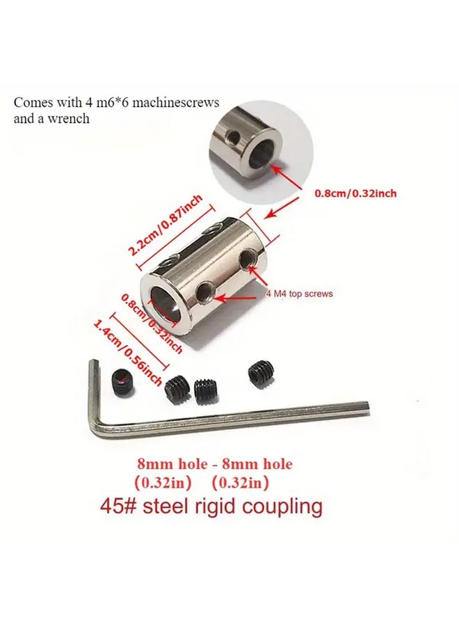 2pcs Aluminum Alloy Rigid Shaft Couplings 8mm 10mm With Screws Wrench - Image 2