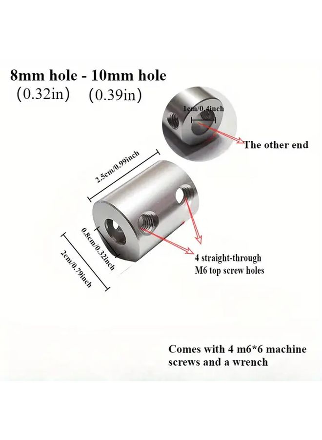 2pcs Aluminum Alloy Rigid Shaft Couplings 8mm 10mm With Screws Wrench - Image 3