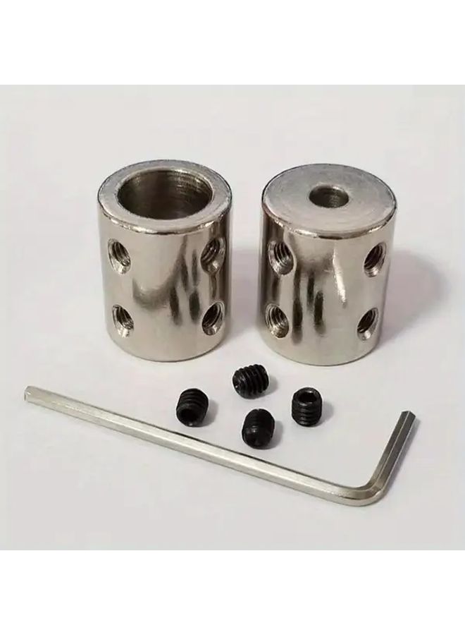 2pcs Aluminum Alloy Rigid Shaft Couplings 8mm 10mm With Screws Wrench - Image 1
