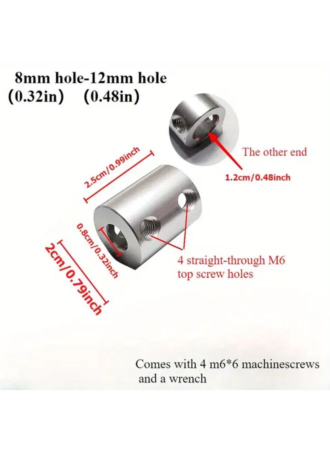 2pcs Aluminum Alloy Rigid Shaft Couplings 8mm 10mm With Screws Wrench - Image 4