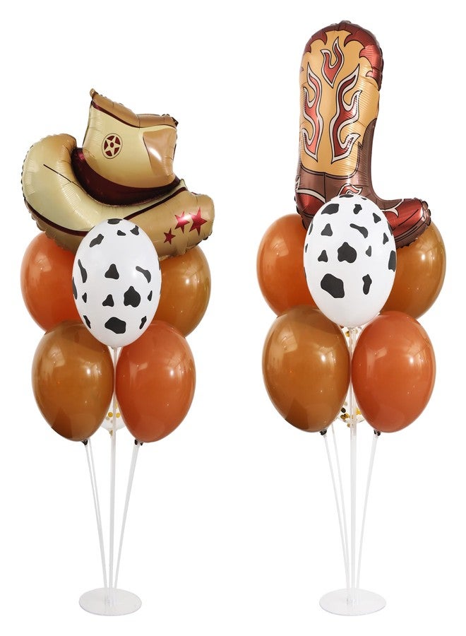 KIRIN Western Table Centerpiece Balloon Stand Kit 2 Sets with Cowboy Hat & Boot Foil Balloons Western Birthday Party Decorations Baby Shower Supplies - Image 1