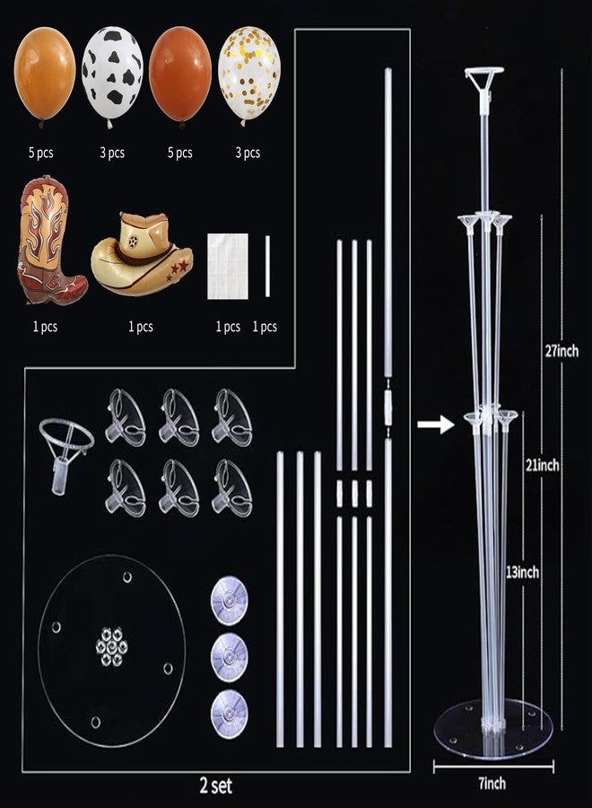 KIRIN Western Table Centerpiece Balloon Stand Kit 2 Sets with Cowboy Hat & Boot Foil Balloons Western Birthday Party Decorations Baby Shower Supplies - Image 3