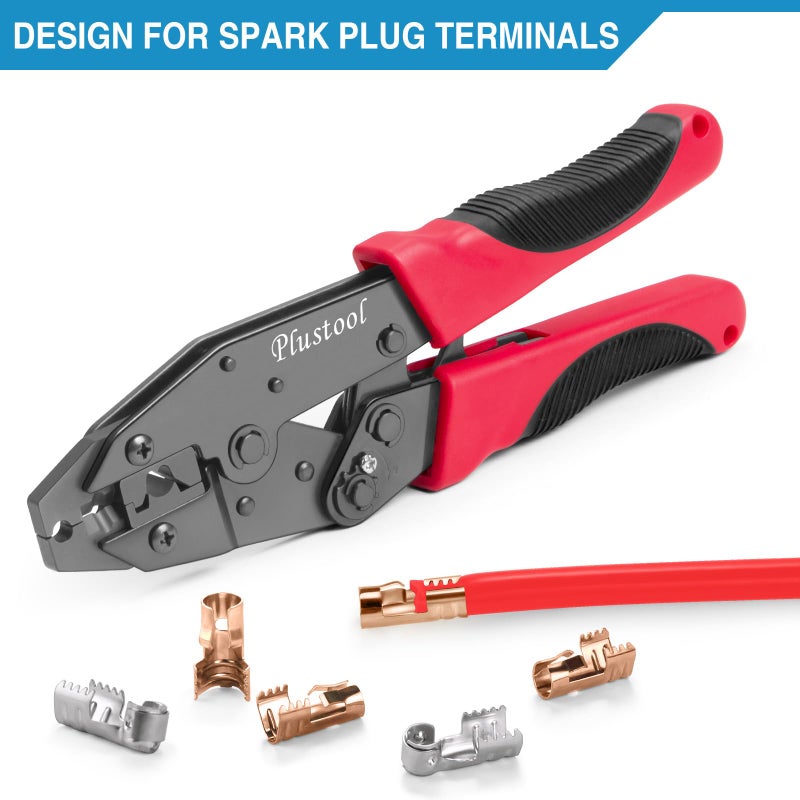 Plustool Crimping Tool for Spark Plug Ignition Wire, 8.5mm Ratchet Spark Plug Wire Crimper - Crimping Pliers - Electrical Terminal Crimping Tool - Image 3