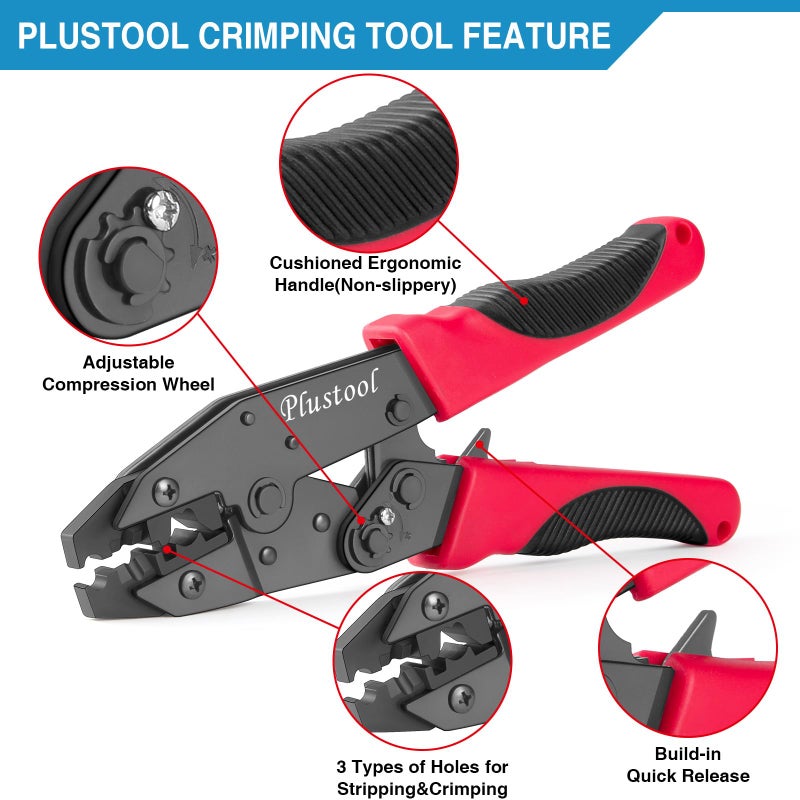 Plustool Crimping Tool for Spark Plug Ignition Wire, 8.5mm Ratchet Spark Plug Wire Crimper - Crimping Pliers - Electrical Terminal Crimping Tool - Image 4