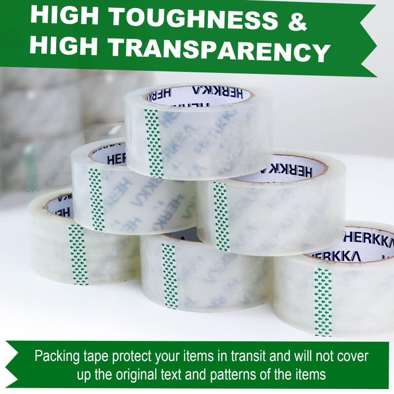 HERKKA Clear Packing Tape, 24 Rolls Heavy Duty Packaging Tape for Shipping Packaging Moving Sealing, Thicker Clear Packing Tape, 1.88 inches Wide, 65 Yards Per Roll, 1560 Total Yards - Image 2