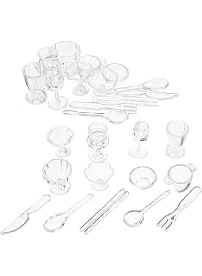 26 Pcs Mini Ice Cream Cup Toy Set With Spoons Forks For Kids Role Play Safe Rounded Edges - Image 1