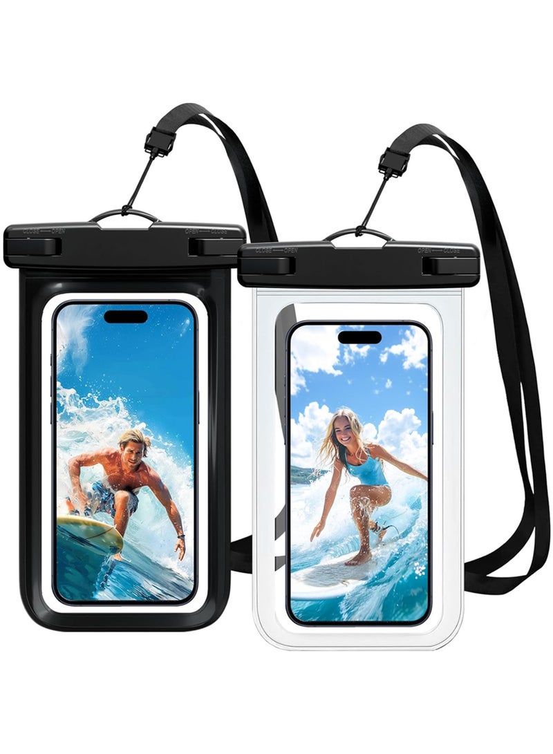 Rock Pow Waterproof Phone Pouch Universal Waterproof Case Dry Bag for iPhone 14 13 12 11 Pro Max Plus XS XR X 8 Galaxy S22 S21 S20 Pixel Up to 7 in  IPX8 Underwater Phone Protector 2 Pack - Image 1