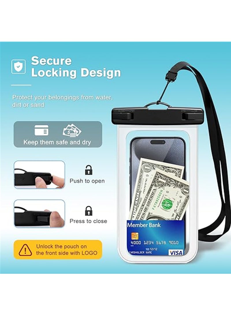 Rock Pow Waterproof Phone Pouch Universal Waterproof Case Dry Bag for iPhone 14 13 12 11 Pro Max Plus XS XR X 8 Galaxy S22 S21 S20 Pixel Up to 7 in  IPX8 Underwater Phone Protector 2 Pack - Image 4