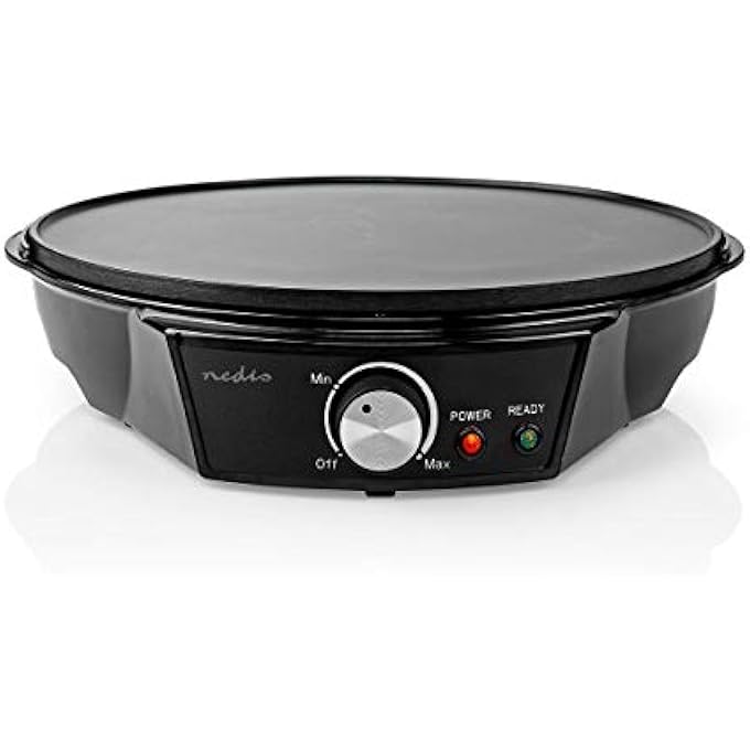 NEDIS Fccm120Fbk30 Crepe Maker  30 Cm  1200 W  Non Stick Coating  Temperature Setting  Indicator Light  Anti Slip Bottom  33 Cm  30 Cm  325 Cm  Black  Metal  Type F Cee 77  100 M - Image 1