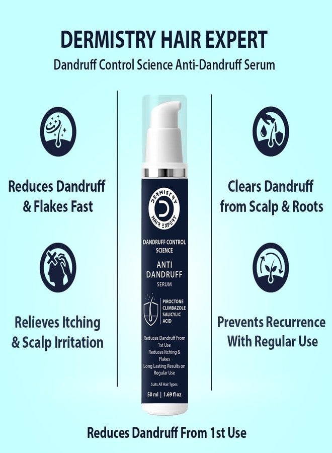 Dermistry Anti-Dandruff Contol Hair Shampoo & Serum Climbazole Piroctone ZPTO for Dryness Flakes Itching Exfoliates Oily Itchy Scalp For Dry Frizzy Curly All Hair Type Men Women 250ML - Image 5