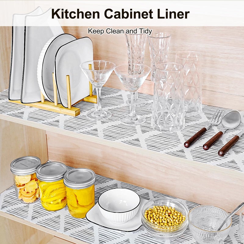 GTJ Drawer and Shelf Liner for Kitchen Cabinet,Non-Adhesive Cabinet Liner 12in x 20FT,Waterproof Shelf Paper Non-Slip Mats Cupboard Liners Contact Protect Dresser/Shelves/Table-Square Stripes - Image 5