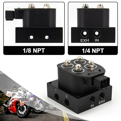 ZHSYMX Universal Air Ride Suspension Manifold Solenoid Valve 1/4 NPT 12V Air Ride Suspension Manifold Bag Controller Valve Pneumatic Shock Absorber With Convenient Remote Controller 0-200psi - Image 4