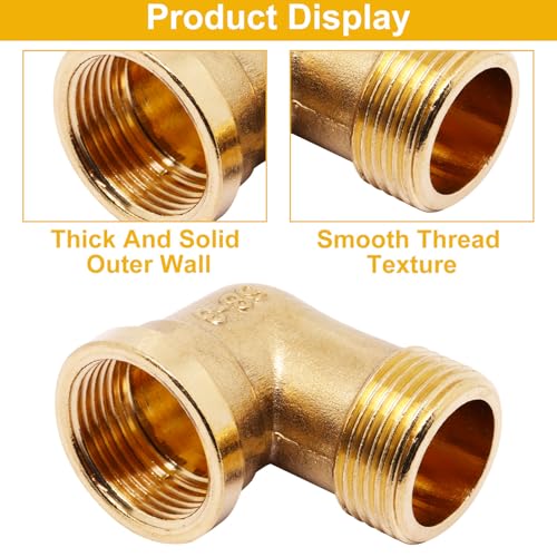 GDFYMI 2pcs Brass Pipe Fitting 90 Degree Elbow 3/4" NPT Male to 3/4" NPT Female Pipe Fittings - Image 4