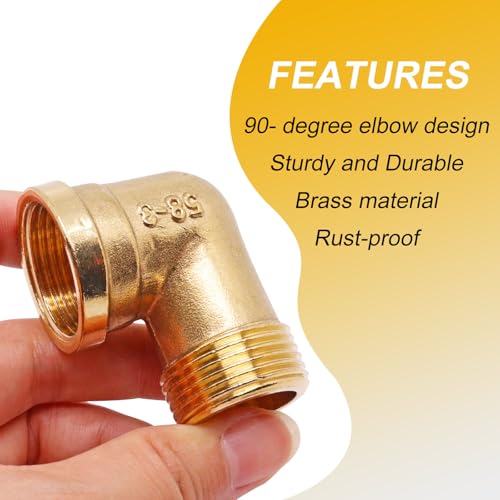 GDFYMI 2pcs Brass Pipe Fitting 90 Degree Elbow 3/4" NPT Male to 3/4" NPT Female Pipe Fittings - Image 3