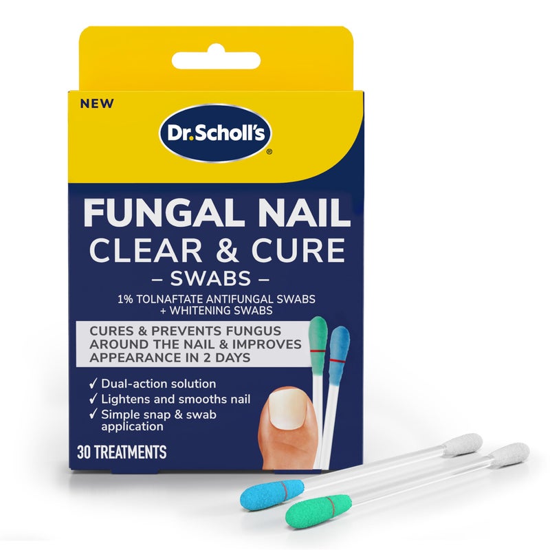 Dr Scholl S Fungal Nail Clear Cure Swabs 30 Ct Nail Treatment With Tolnaftate To Cure Relieve Athlete S Foot Fungus Around The Nail Whitening Swab To Improve Nail Appearance In 2 Days
