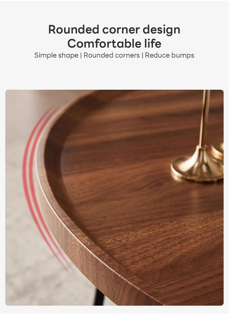JOMILA Set of 2 nesting coffee table, wooden walnut coffee table rustic coffee Table mid-century modern round coffee tables center table for living room bedroom office furniture easy assembly 50CM plus 70CM  - Image 5