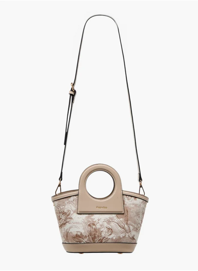 بابريكا Women's Floral Print Tote Bag with Detachable Strap and Zip Closure