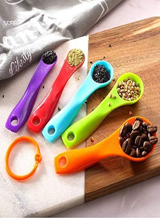 Aeyistry 5 Pcs Colorful Plastic Measuring Spoons Plastic Teaspoon 1/2.5/5/7.5/15ml Measuring Spoon for Baking Coffee Tea, Measure Tool, Kitchen Accessories - Image 3