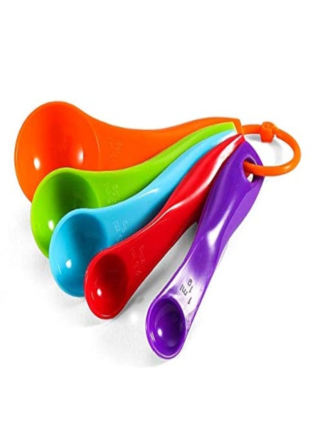 Aeyistry 5 Pcs Colorful Plastic Measuring Spoons Plastic Teaspoon 1/2.5/5/7.5/15ml Measuring Spoon for Baking Coffee Tea, Measure Tool, Kitchen Accessories - Image 2