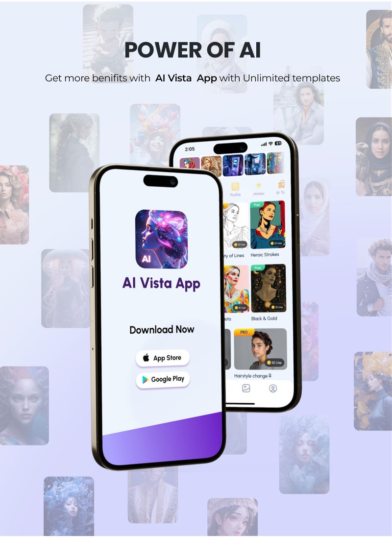 AI Vista iPhone 15 – Blue Smart Case with NFC, E-Ink Back Display, DIY Image