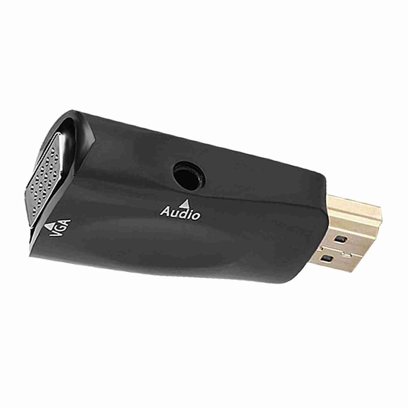 HD 1080P HDMI Female to VGA Female Converter Adapter with 3.5mm Audio Output Cable Black - Image 2